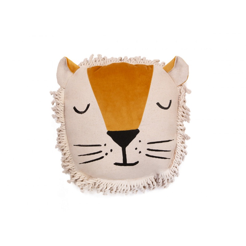 nobodinoz Lion Cushion Farniente Yellow