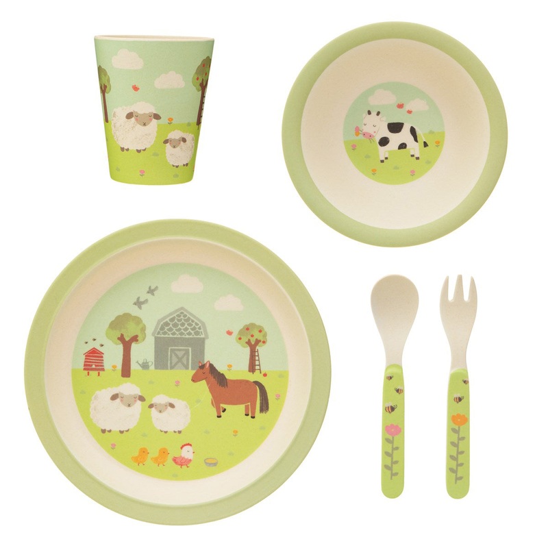 RJB Stone Farmyard Friends Bamboo Tableware Set