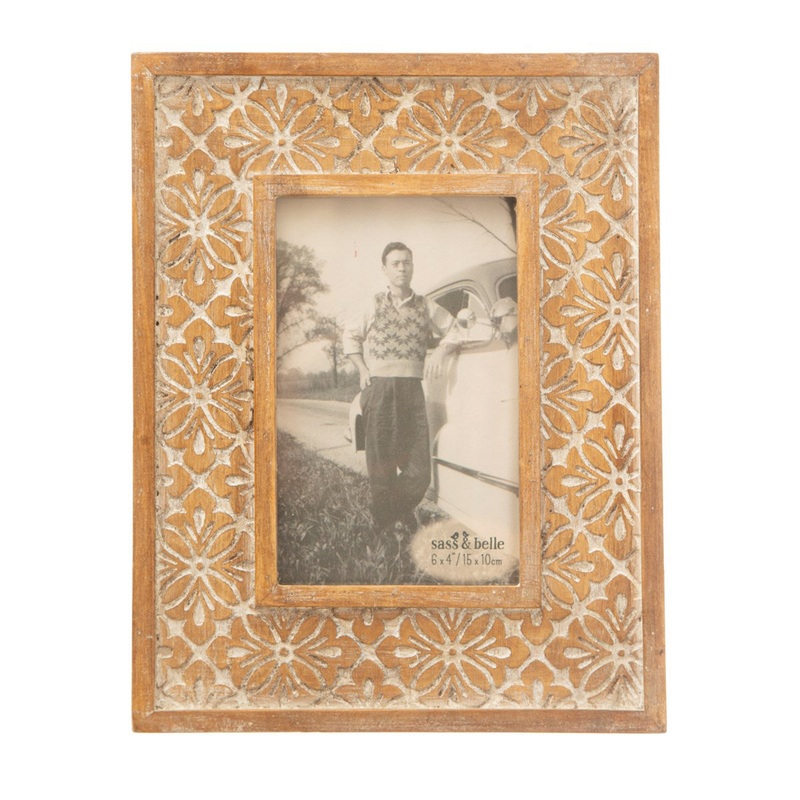 RJB Stone Geo Floral Carved Photo Frame