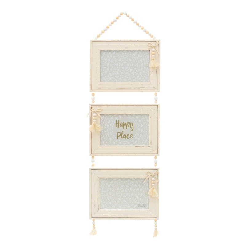 RJB Stone White Tassel Triple Photo Frame