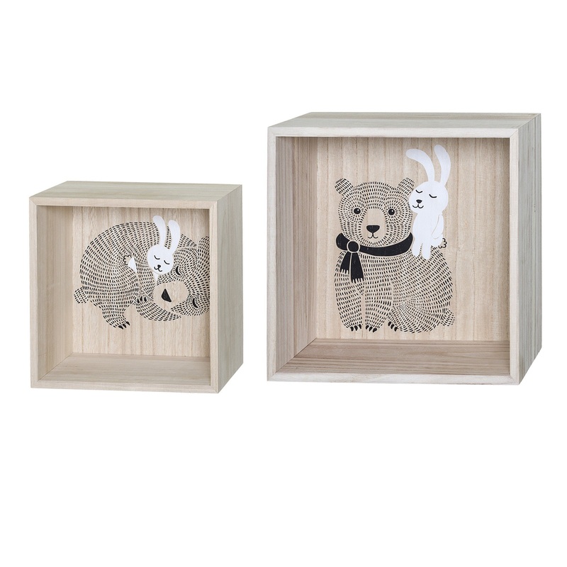 Bloomingville Bear Display Boxes Nature Set of 2