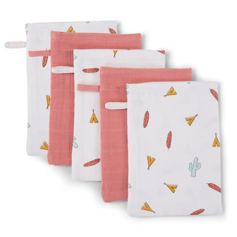 Childhome Face Cloth Tetra Set of 3 Print Tipi + 2 Nude