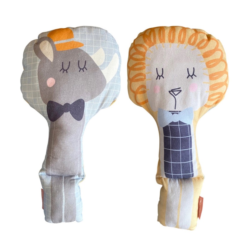 Little Crevette Reversible Cushion Lion/Rhino Lucien