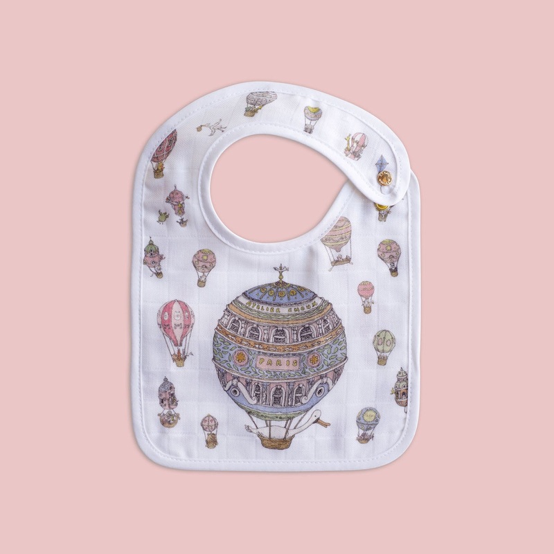 Atelier Choux Small Bib Hot Air Balloons Gold Snaps