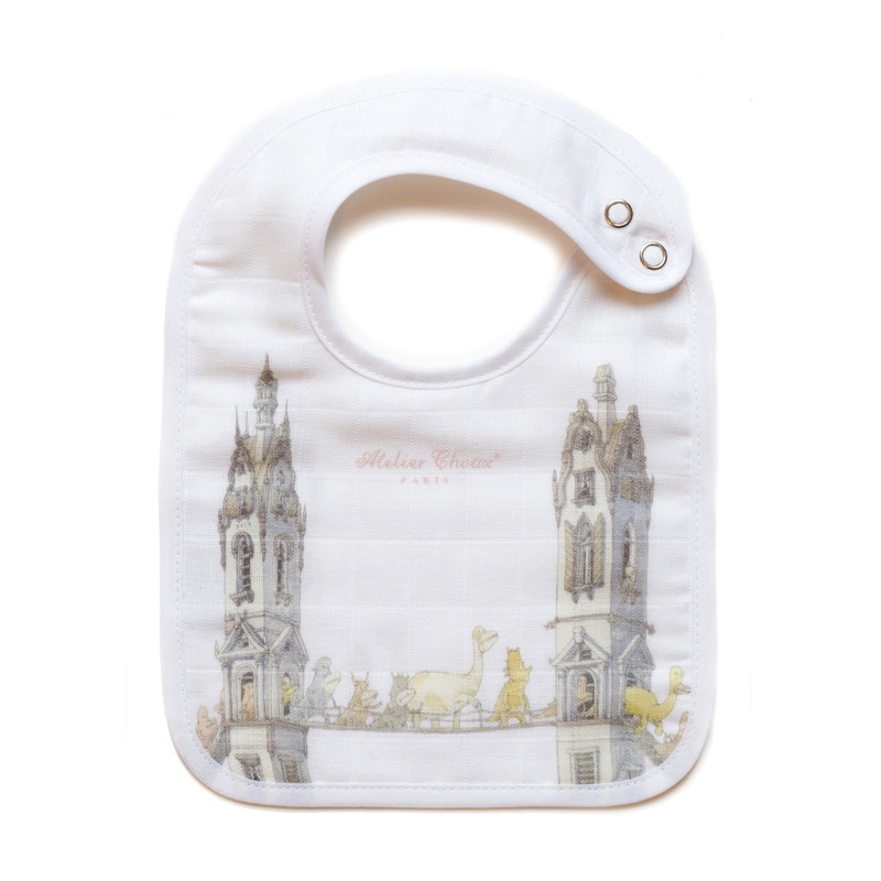 Atelier Choux Small Bib Tower's Bridge Gold Snaps
