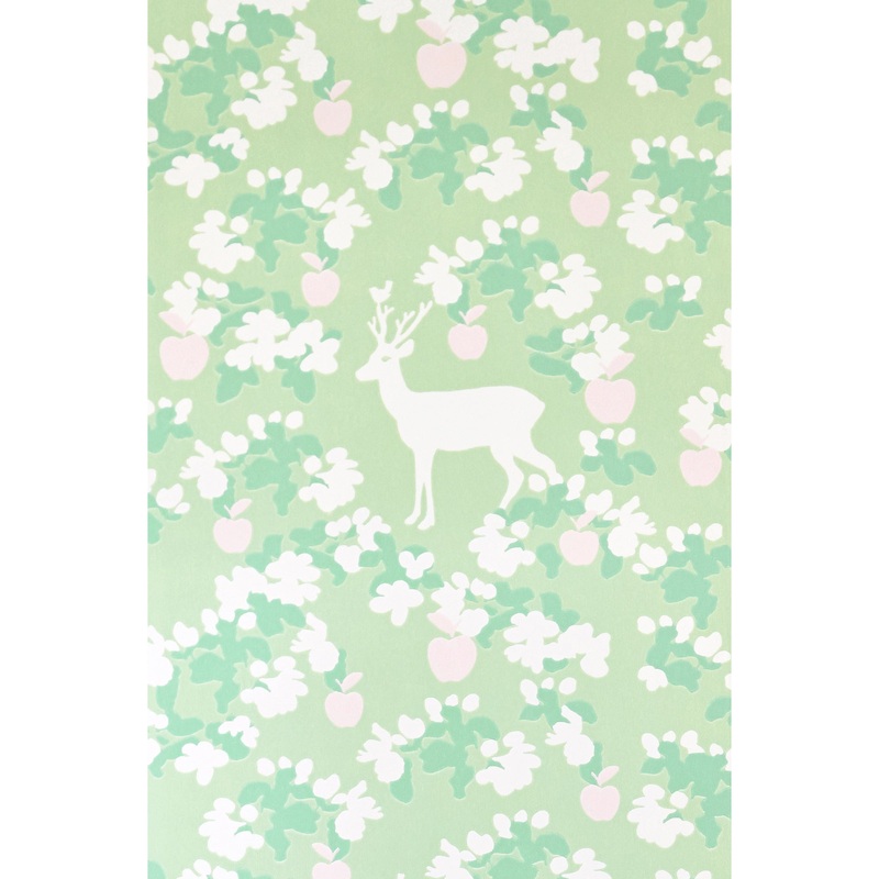 Majvillan Wallpaper Apple Garden Green (Pre-Order; Est. Delivery in 2-3 Weeks)