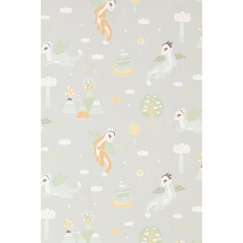 Majvillan Wallpaper Magical Adventure Soft Grey (Pre-Order; Est. Delivery in 2-3 Weeks)