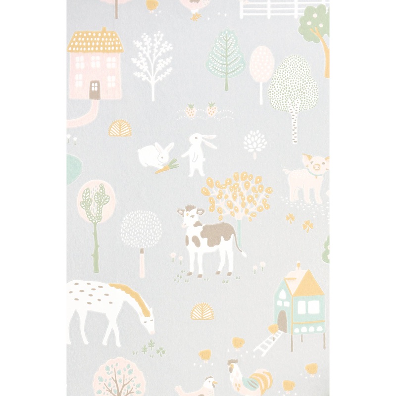 Majvillan Wallpaper My Farm Soft Grey (Pre-Order; Est. Delivery in 2-3 Weeks)