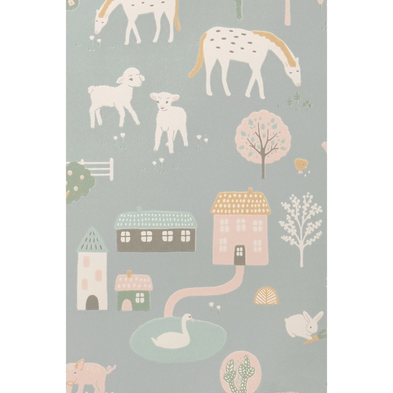 Majvillan Wallpaper My Farm Stone Blue (Pre-Order; Est. Delivery in 2-3 Weeks)