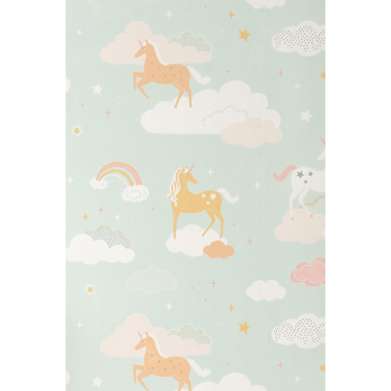 Majvillan Wallpaper Rainbow Treasures Bubblegum Turquoise (Pre-Order; Est. Delivery in 2-3 Weeks)