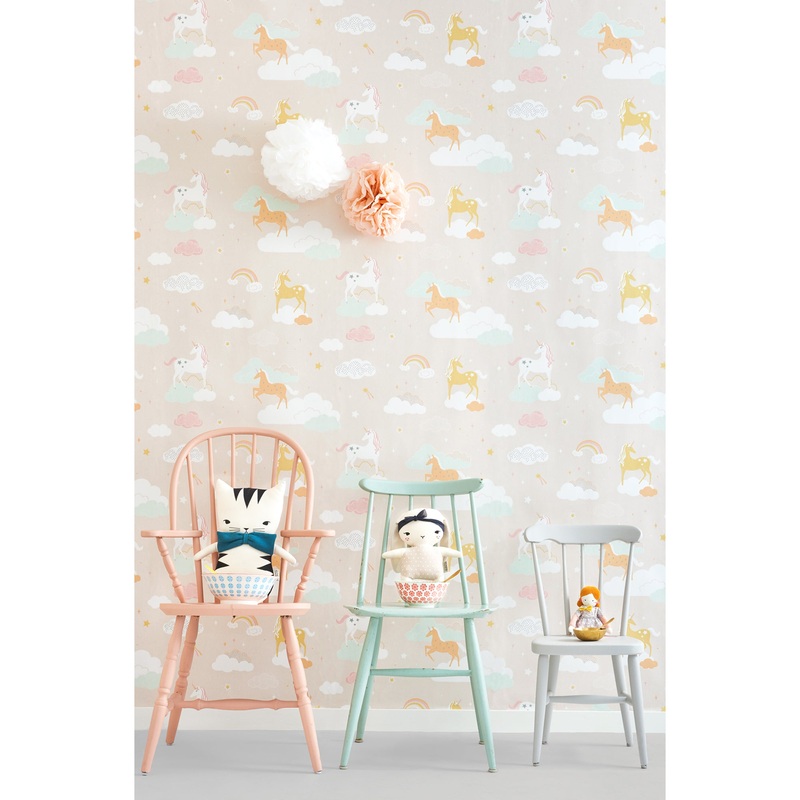 Majvillan Wallpaper Rainbow Treasures Lovely Pastel Pink (Pre-Order; Est. Delivery in 2-3 Weeks)