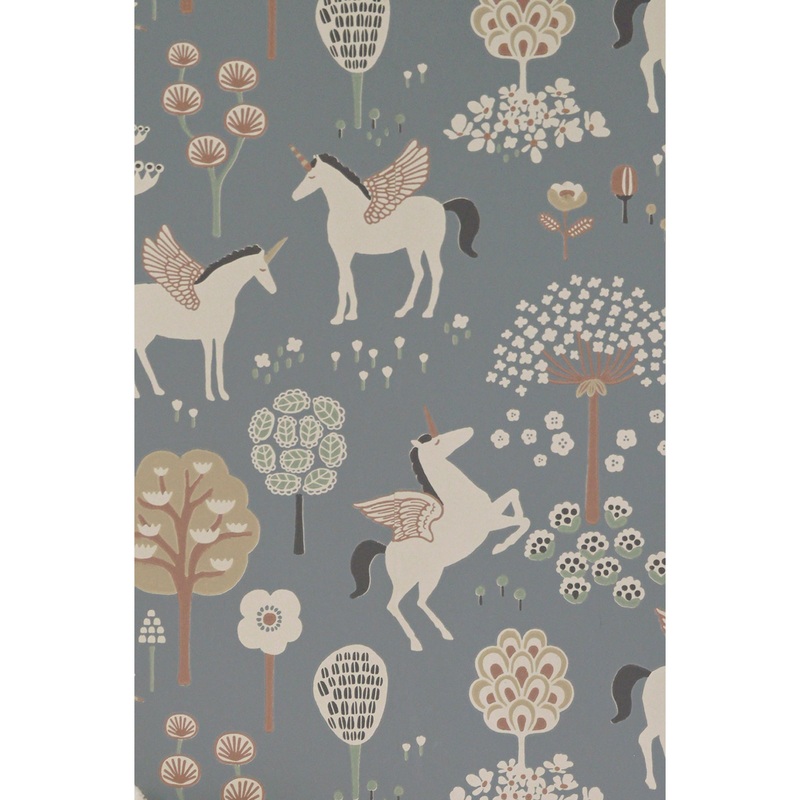 Majvillan Wallpaper True Unicorns Evening Blue (Pre-Order; Est. Delivery in 2-3 Weeks)