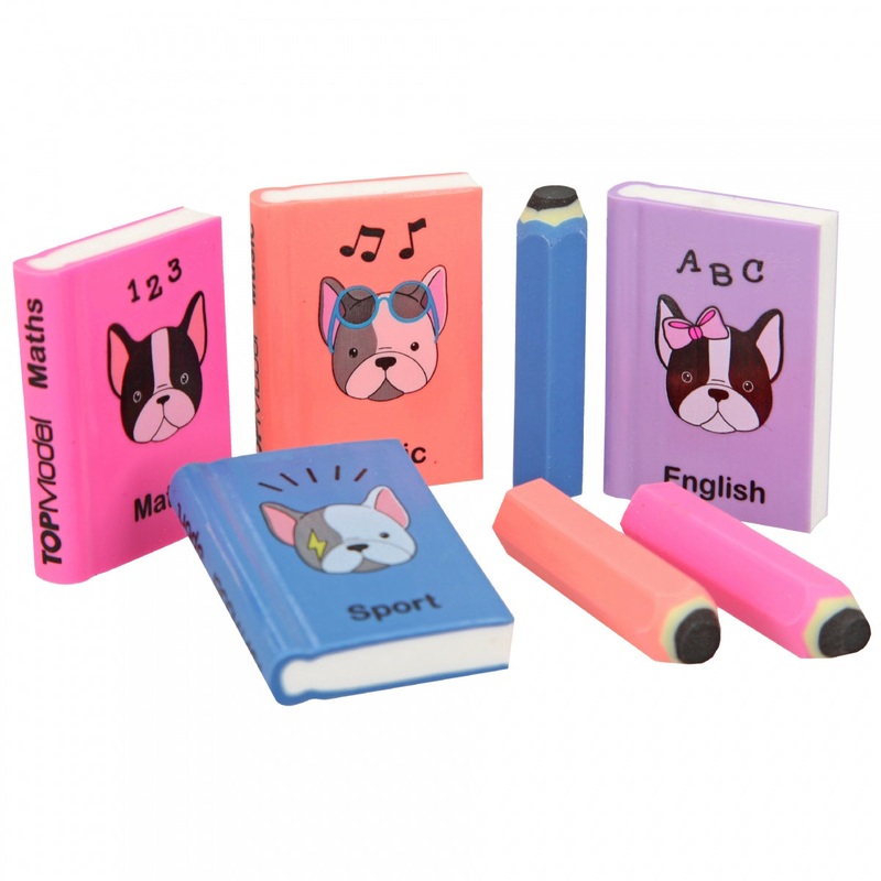 Depesche Topmodel Eraser Set Mini School Books & Pencils Dog
