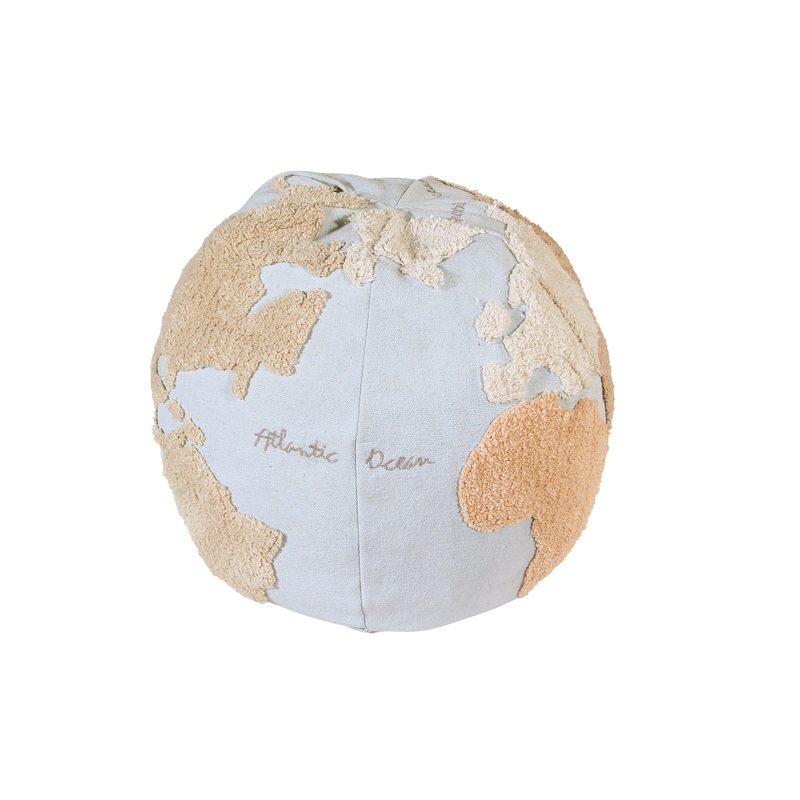 Lorena Canals Back To School World Map Machine Washable Pouffe