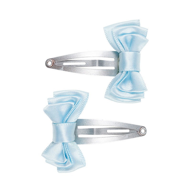 Souza 2 pcs Hair Clips Marrtje with Double Bow Sateen L.Blue