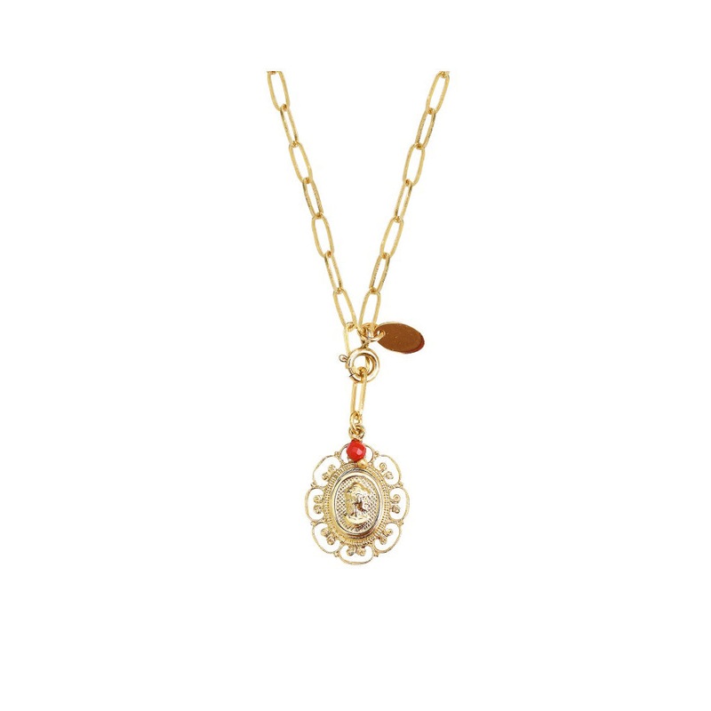 Nilai Scarlett Cameo Flower 2 in 1 Long Necklace