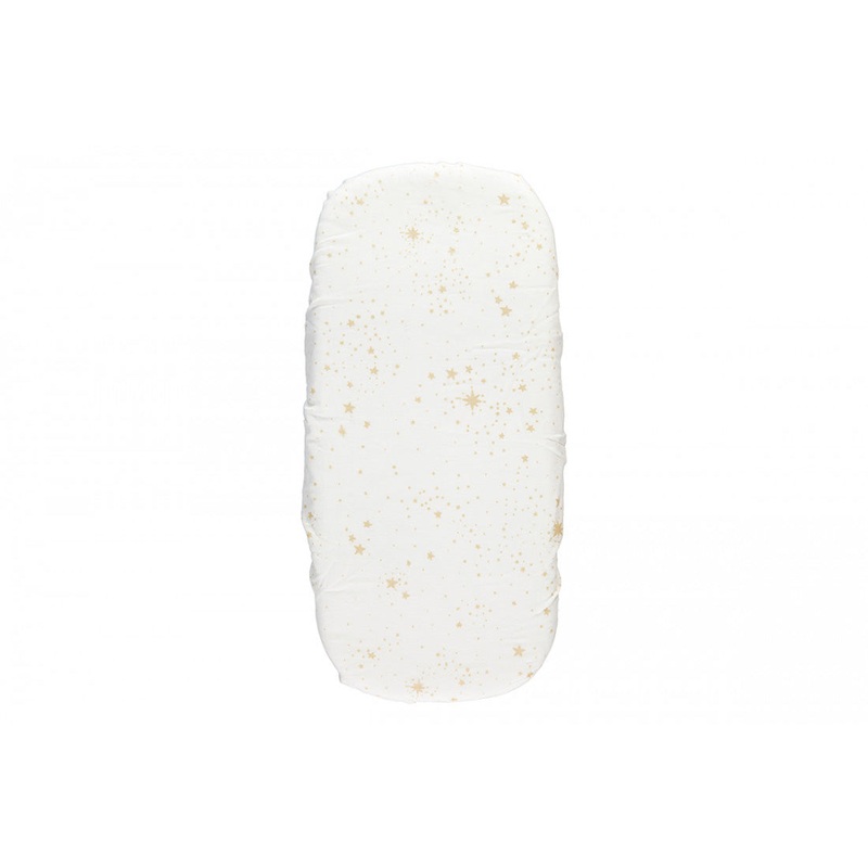 nobodinoz Melody Newborn Cradle Fitted Sheet Gold Stella/White