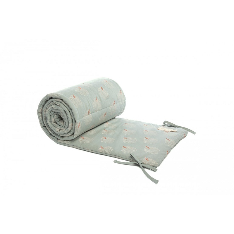 nobodinoz Nest Cot Bumper White Gatsby/Antique Green