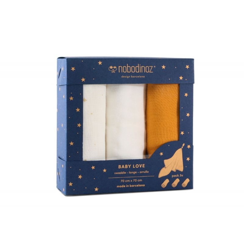 nobodinoz Swaddle Box Baby Love 3U Pack New Yellow
