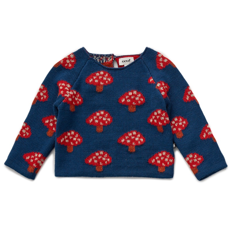 Oeuf Double Raglan Sweater Indigo Mushroom