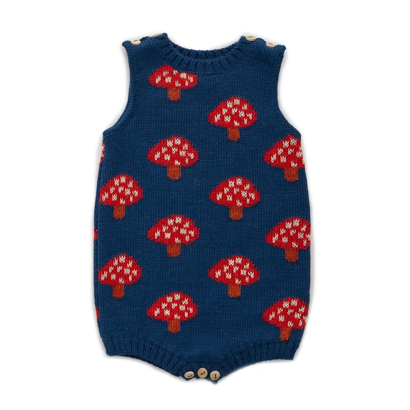 Oeuf Double Tank Onesie Indigo Mushroom