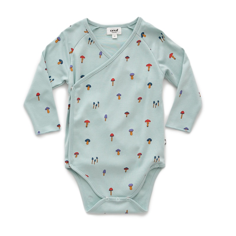 Oeuf Kimono Onesie Sky Grey Mushroon
