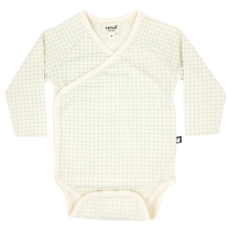 Oeuf Kimono Onesie White/Checks