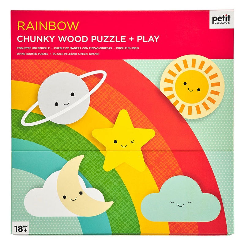 Petit Collage Chunky Wood Puzzle + Play Rainbow