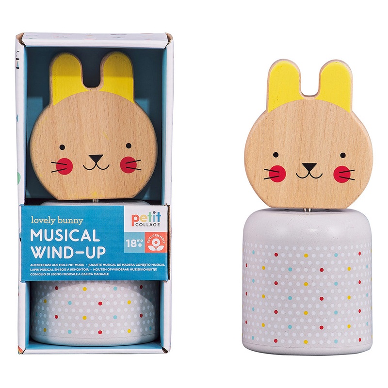 Petit Collage Wooden Wind-Up Musical Bunny