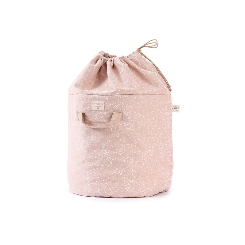 nobodinoz Bamboo Toy Bag Large White Bubble/Misty Pink