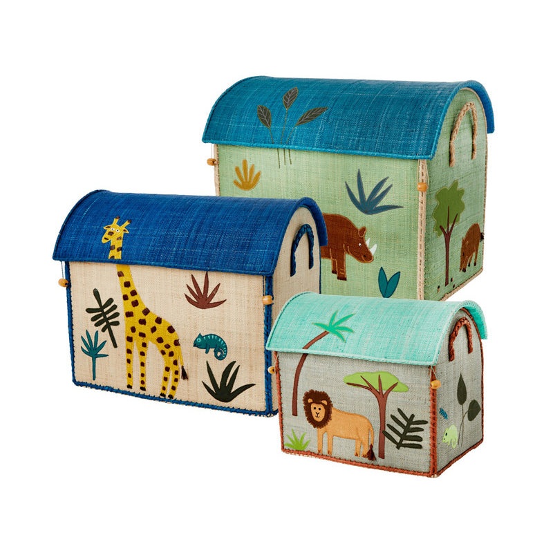 Rice DK Raffia Toy Baskets with Jungle Theme