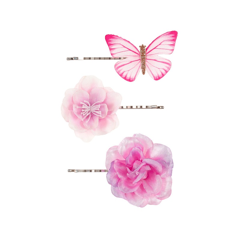 Souza 3 pcs Hair Claws Cleo Flowers Fuchsia Purple