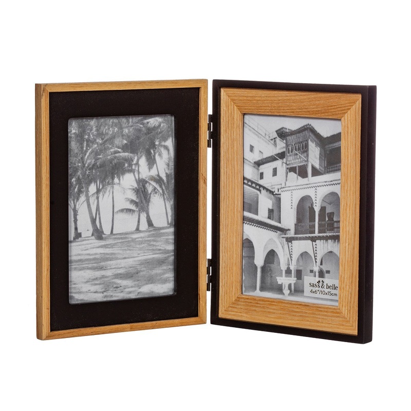 RJB Stone Black & Natural Wood Double Frame