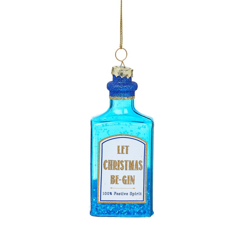 RJB Stone Blue Gin Bottle Shaped Bauble