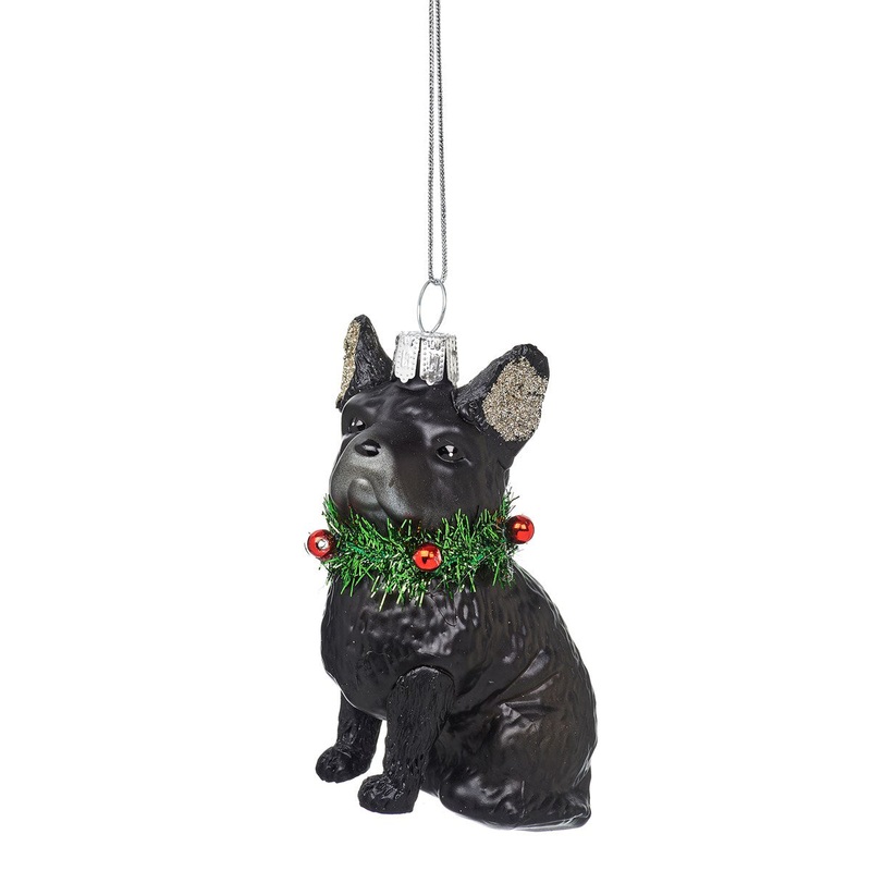 RJB Stone Festive French Bulldog Shaped Bauble