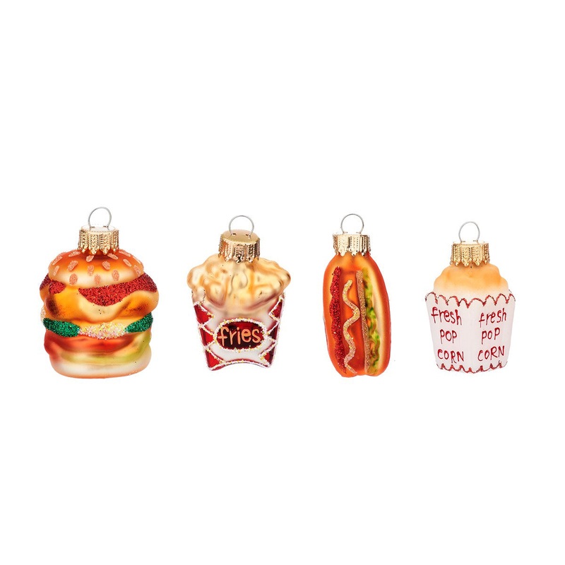 RJB Stone Fun Fast Food Shaped Baubles (Set of 4)