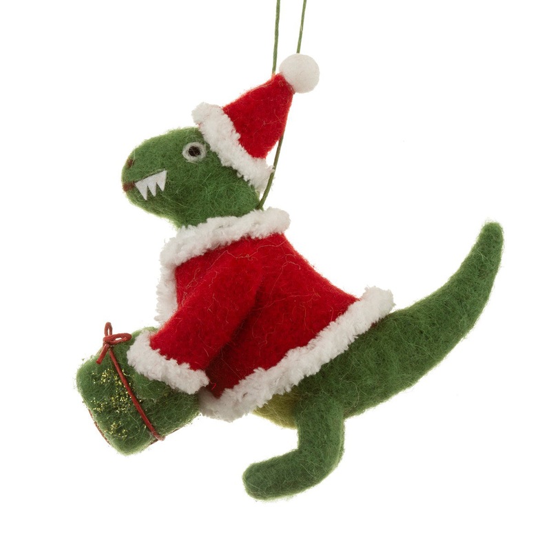 RJB Stone Santasaurus Dinosaur Felt Hanging Decoration