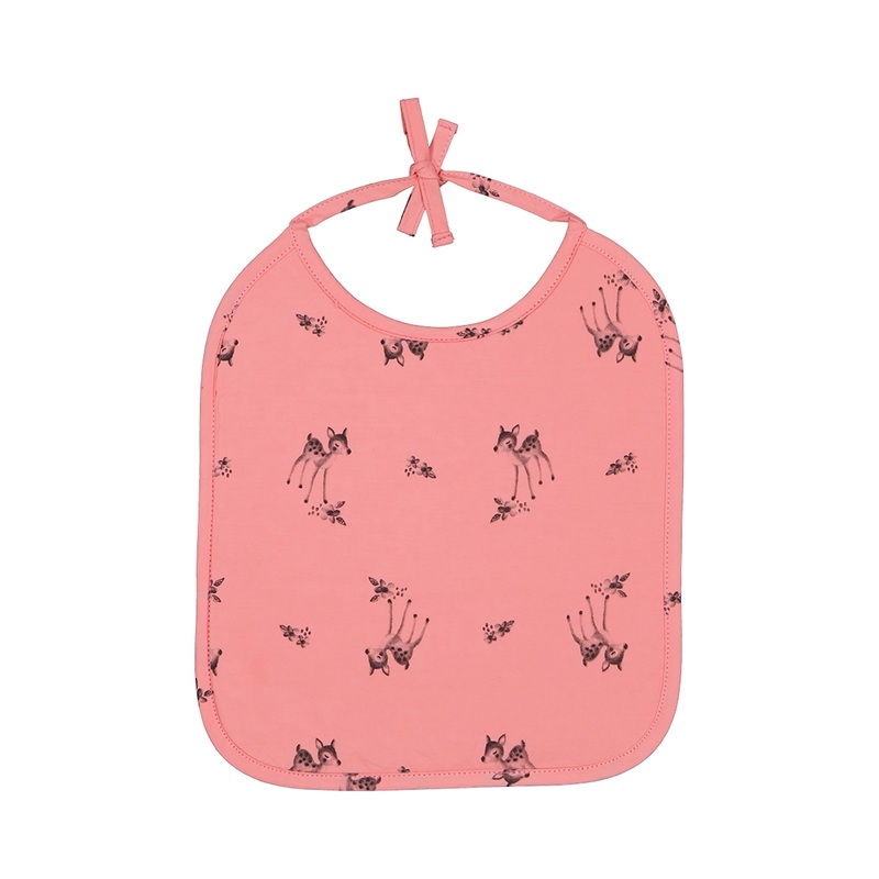 Rose in April Anna Printed Bib Oeko-Tex Fawn Flamingo Pink