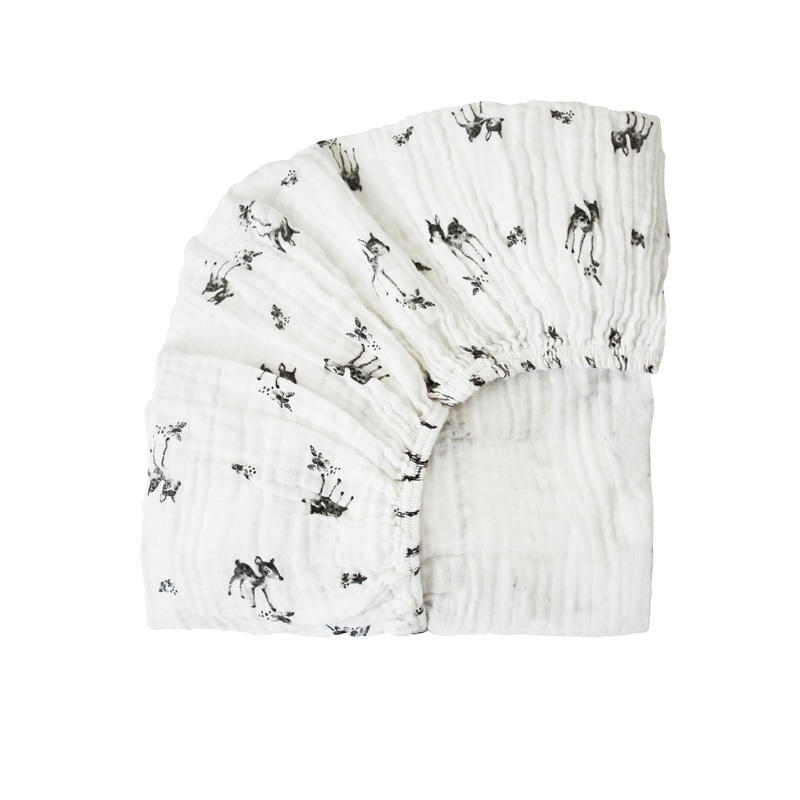 Rose in April Fitted Sheet Olivia Fawn Print, Ecru