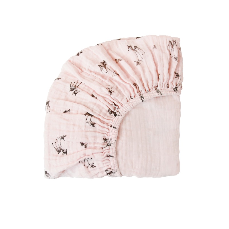 Rose in April Fitted Sheet Olivia Fawn Print, Pink