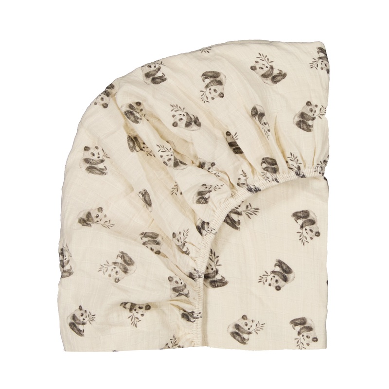 Rose in April Fitted Sheet Olivia Panda Print, Natural