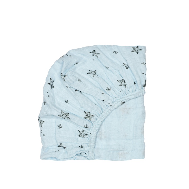 Rose in April Fitted Sheet Olivia Starfish Print, Iceberg Blue