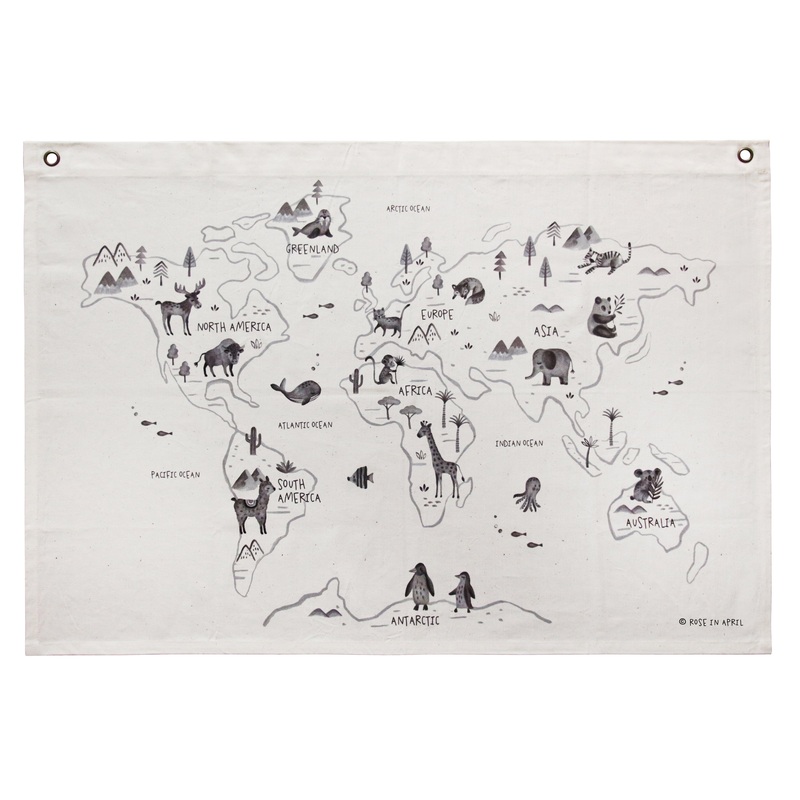 Rose in April Printed World Map On Canvas English Version