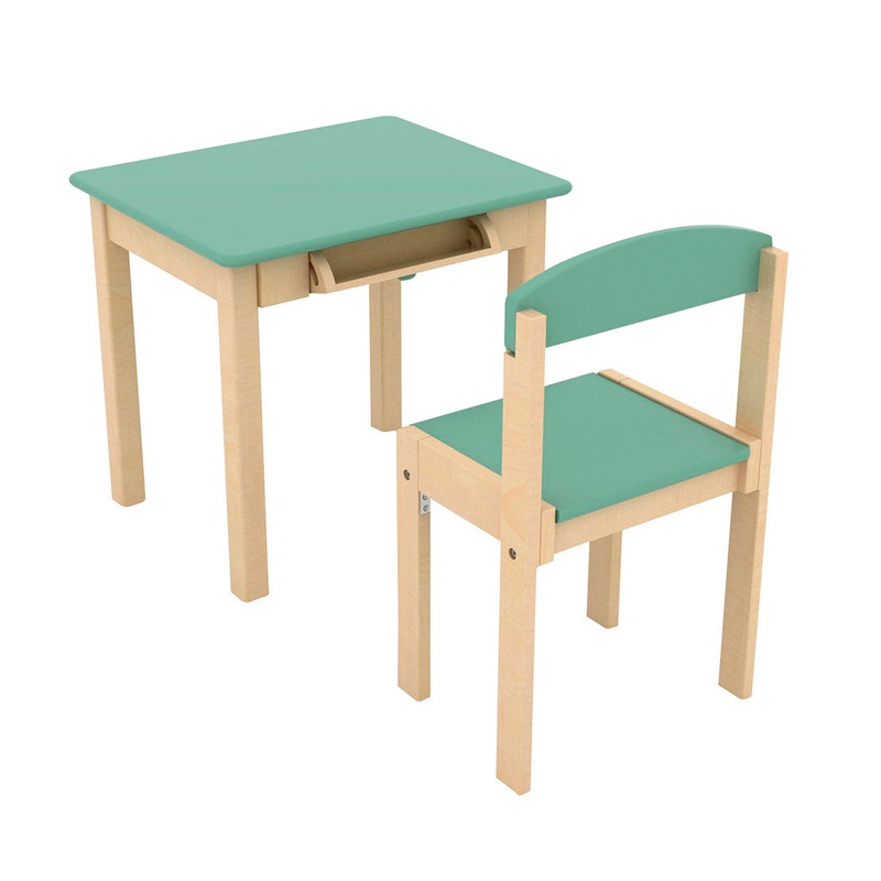 Trousselier Children Table with Paper Roll & Chair Green