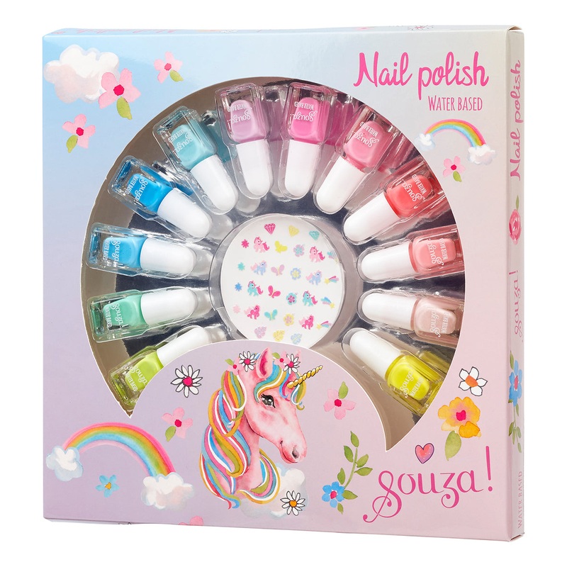 Souza Nail Polish Giftbox (1 Set of 12 Colours + Nail Stickers)