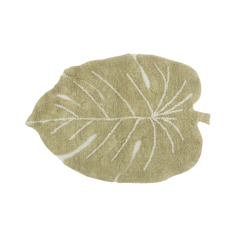 Lorena Canals Mini Ones Mini Monstera Olive Machine Washable Cotton Rug (Pre-Order; Est. Delivery in 4-8 Weeks)