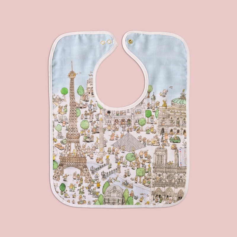 Atelier Choux Large Bib Paris Gold Snaps