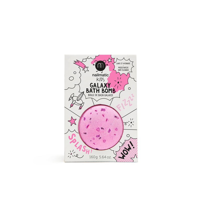 Nailmatic Kids Colouring Bath Bomb For Kids - Cosmic - Pink With Purple Dots
