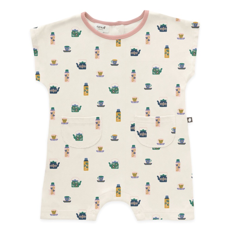 Oeuf Square Romper Gardenia