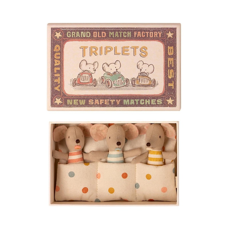 Maileg Triplets Baby Mice in Matchbox